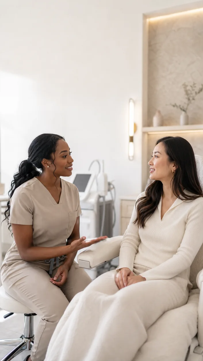 MedSpa provider speaking with a client during a consultation